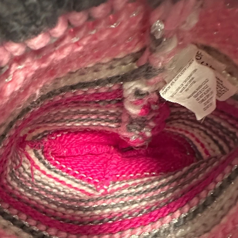 Kids Striped Pink and Gray Beanie